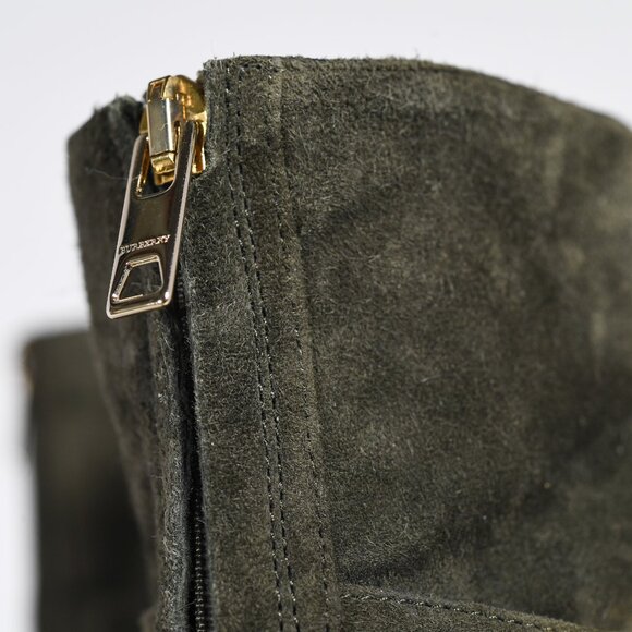 Burberry Olive Suede Ankle Boots with Gold Accents Size 37.5 Stiletto Heel - Picture 14 of 14